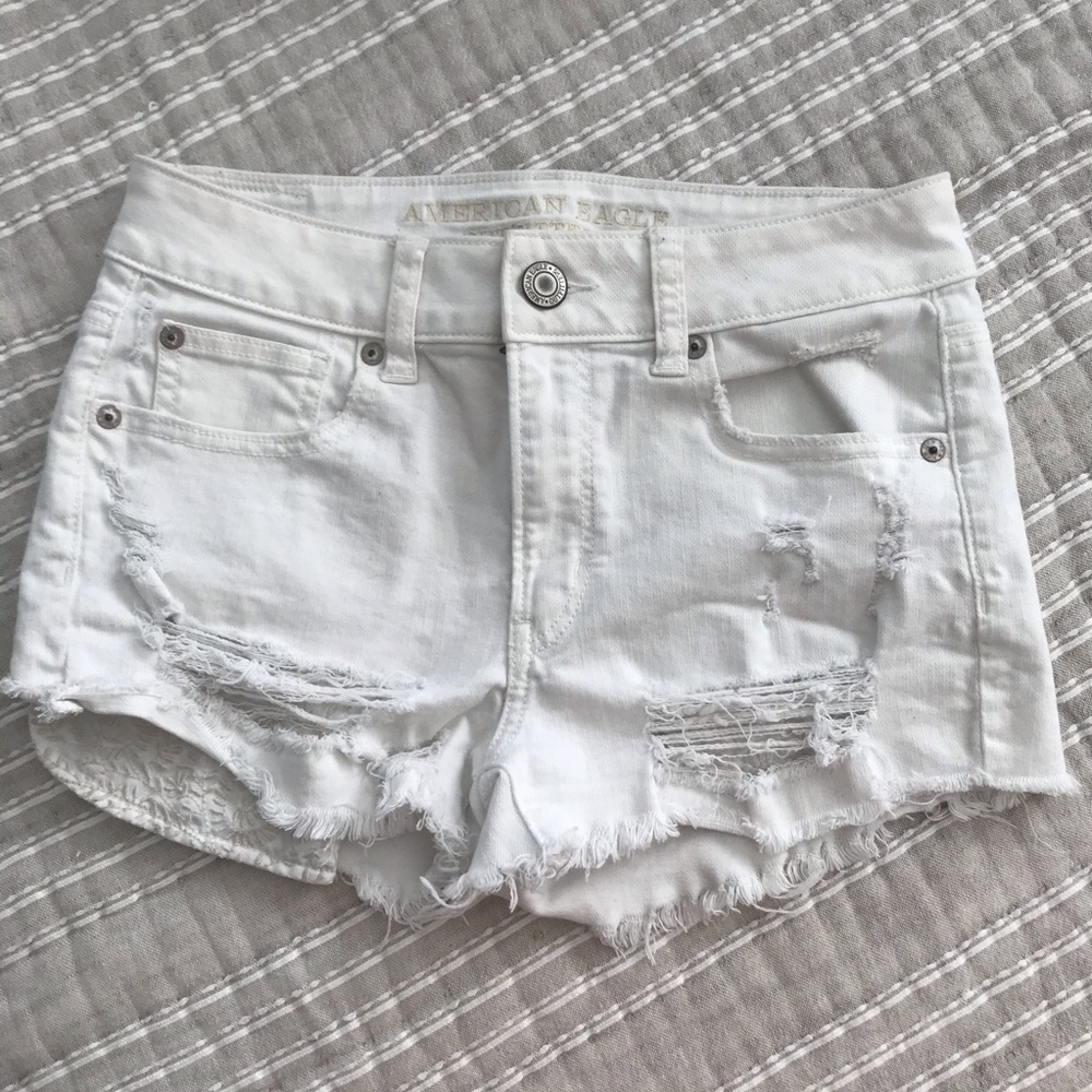 AEO White Denim Shorts